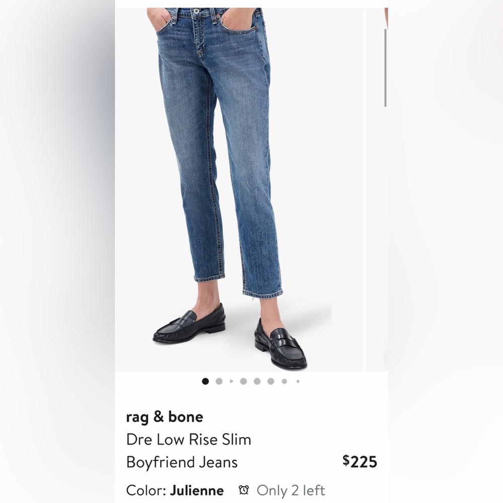 Rag & Bone Dre low rise slim boyfriend jeans in julienne wash sz 28 EUC $225
